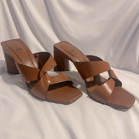 Zara Shoes - ZARA- Square Head High Heels Sandals